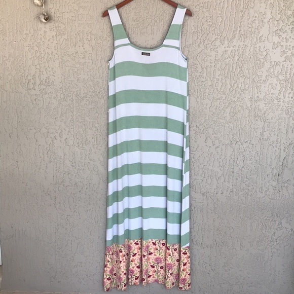 Matilda Jane Seaside Afternoon Floral Stripe Sleeveless Maxi Dress Size Medium - Picture 5 of 12